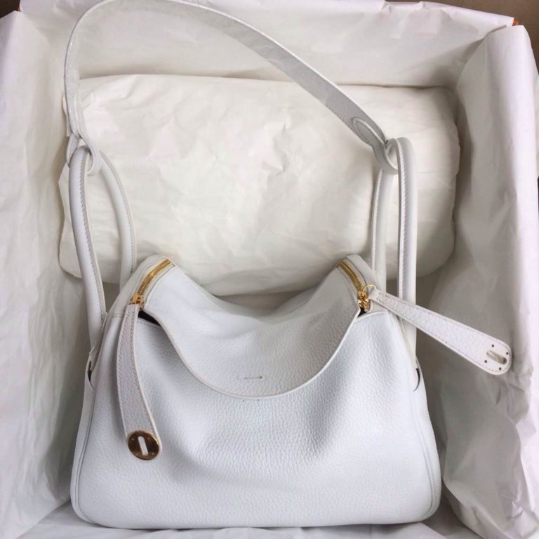 Hermes Lindy Bag 30cm White Color France Togo leather Hand Stitching Handbag