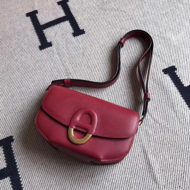 Hermes K1 Rouge Grenade Epsom Leather Midi Shouldr Bag