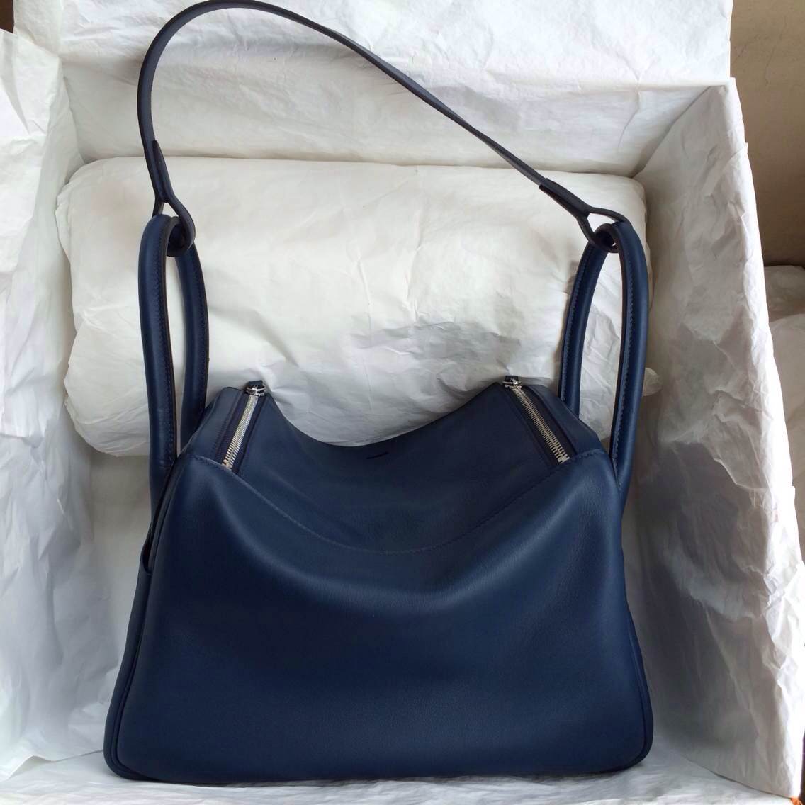 Popular Hermes Lindy Bag 7K Blue Saphir Swift Leather Silver Hardware