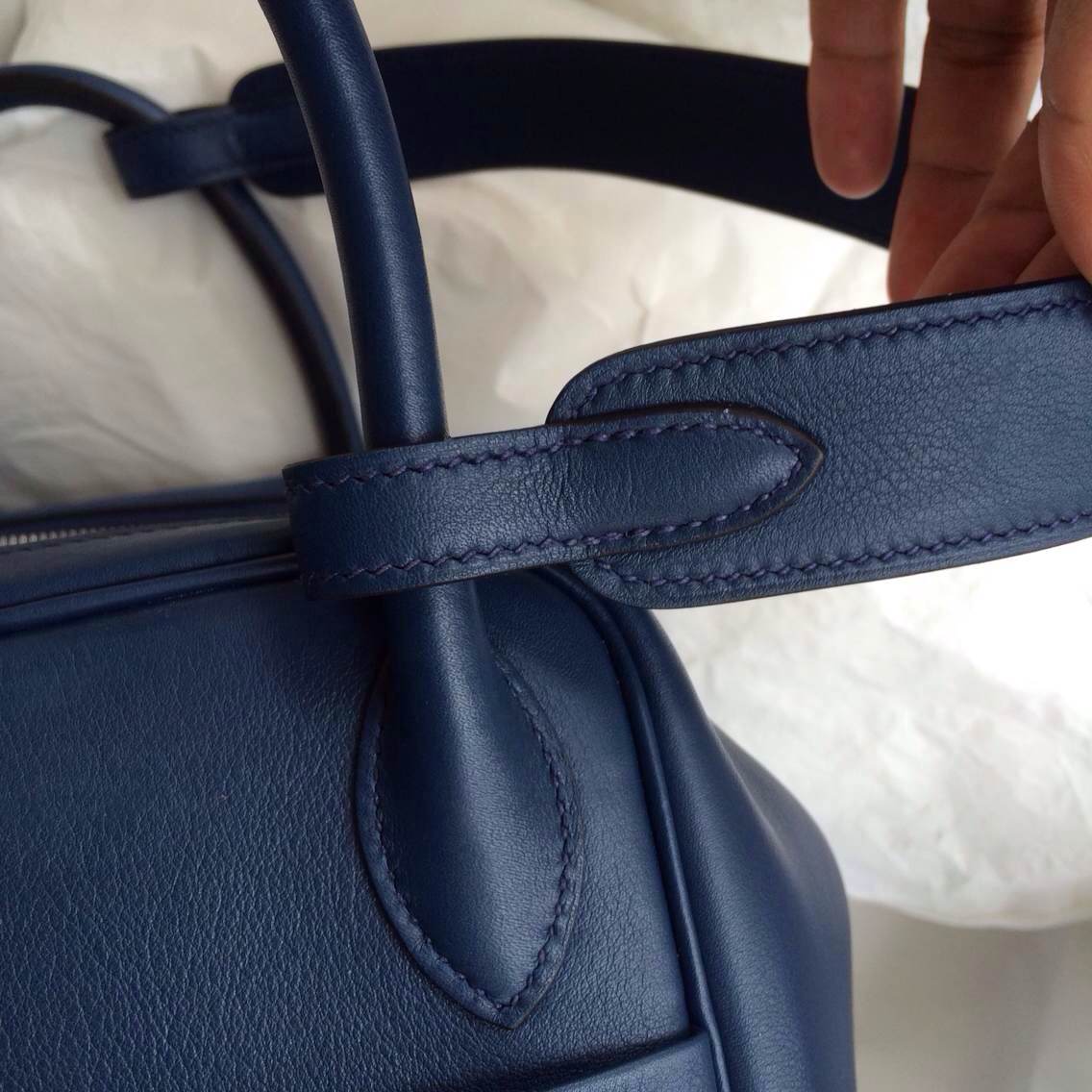 Popular Hermes Lindy Bag 7K Blue Saphir Swift Leather Silver Hardware