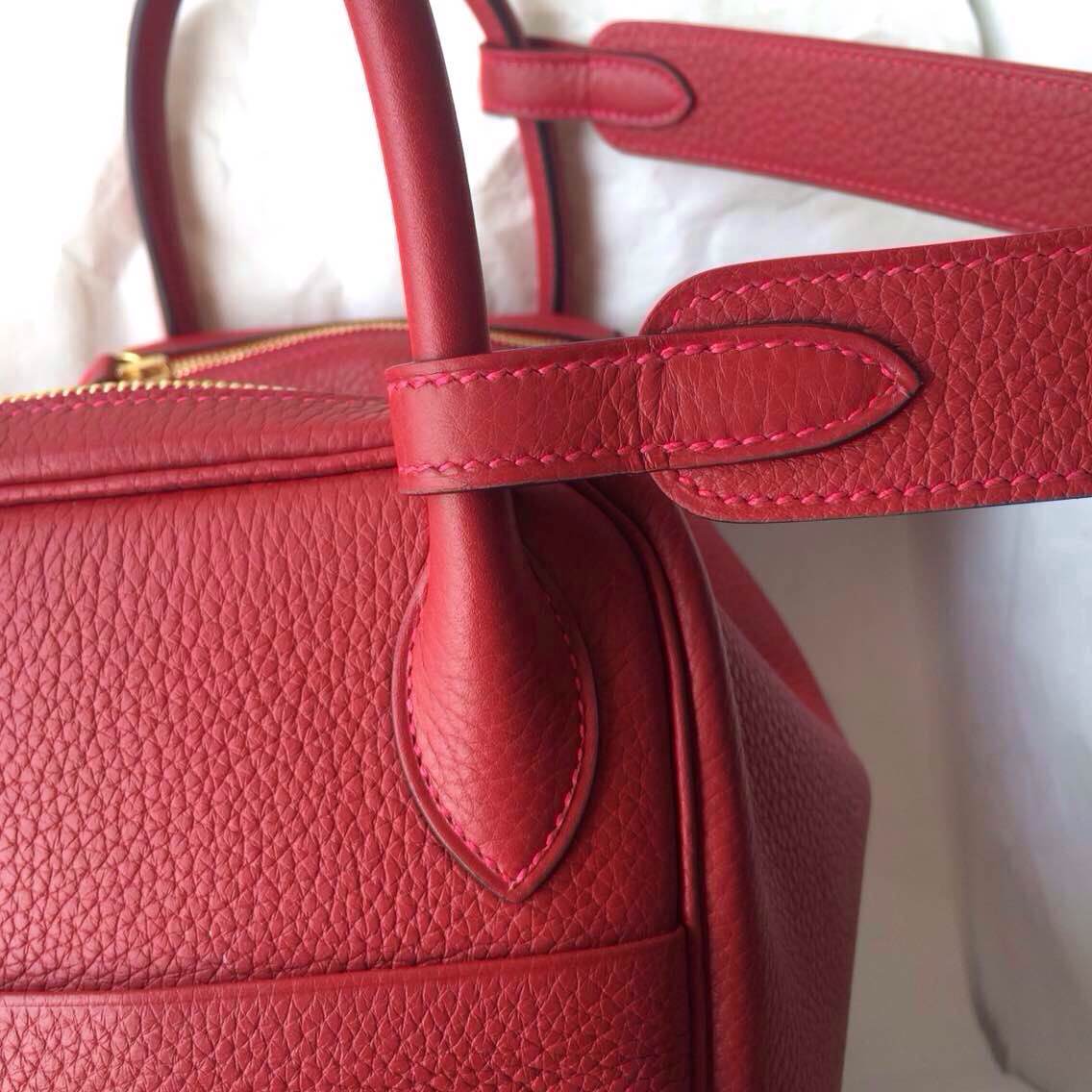 Pretty Q5 Rouge Garance France Togo Leather Hermes Lindy Bag 30cm