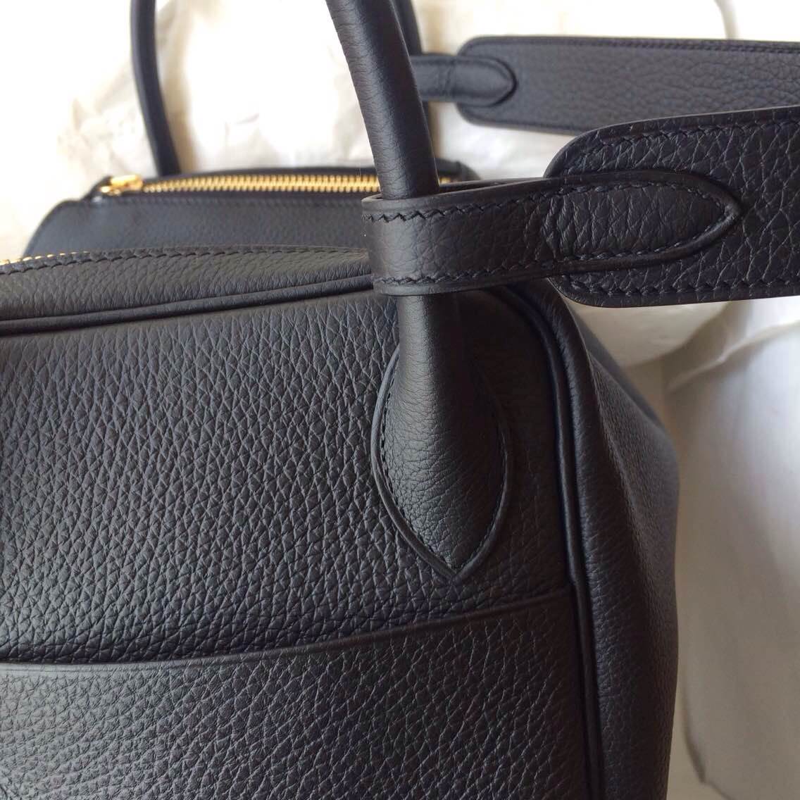 On Sale 89 Black France Togo Leather Hermes Lindy Bag30cm Hand Stitching