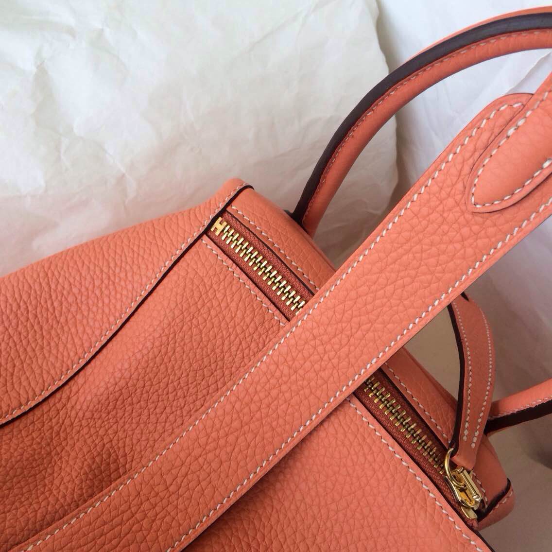 Wholesale L5 Crevette Pink France Togo Leather Hermes Lindy Bag Gold Hardware
