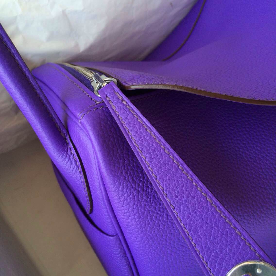 30cm Hermes Lindy Bag Ultraviolet France Togo Leather Silver Hardware