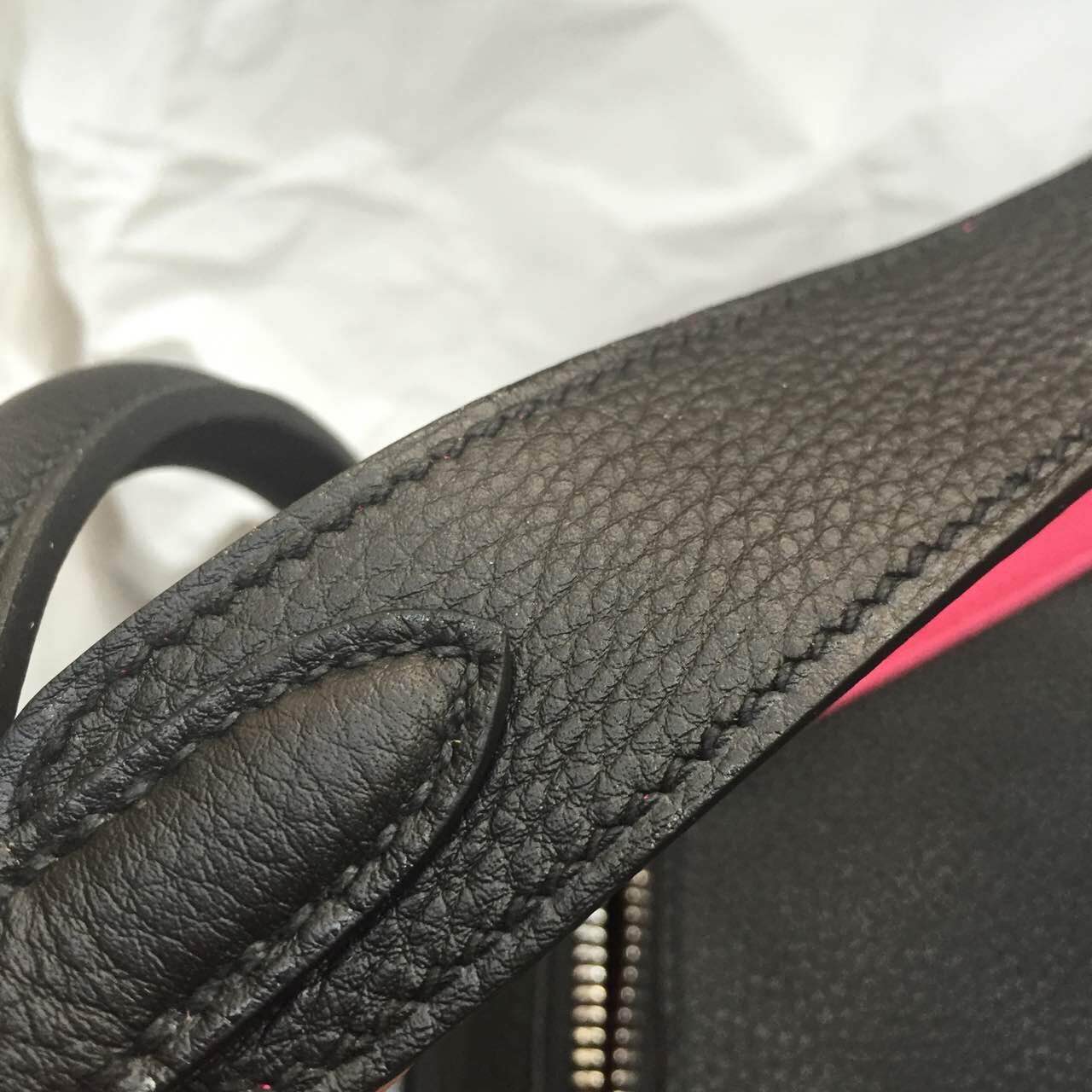 Sale Hermes Lindy Bag Black/Rose Togo Leather Fashion Women&#8217;s Handbag 30cm