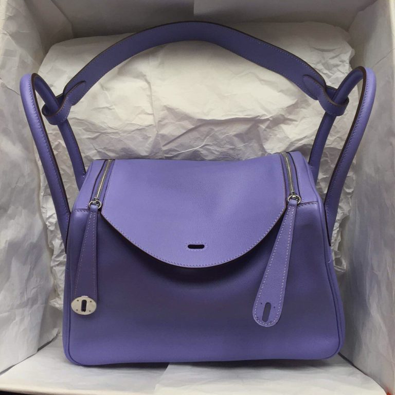 Hermes Lindy Bag Lavender Purple Swift Leather Shoulder Bag  30cm