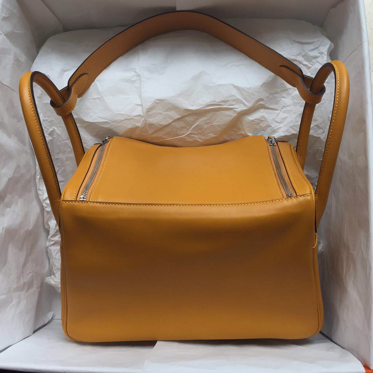Fashion Hermes 9V Yellow Swift Leather Lindy Bag 30cm Silver Hardware