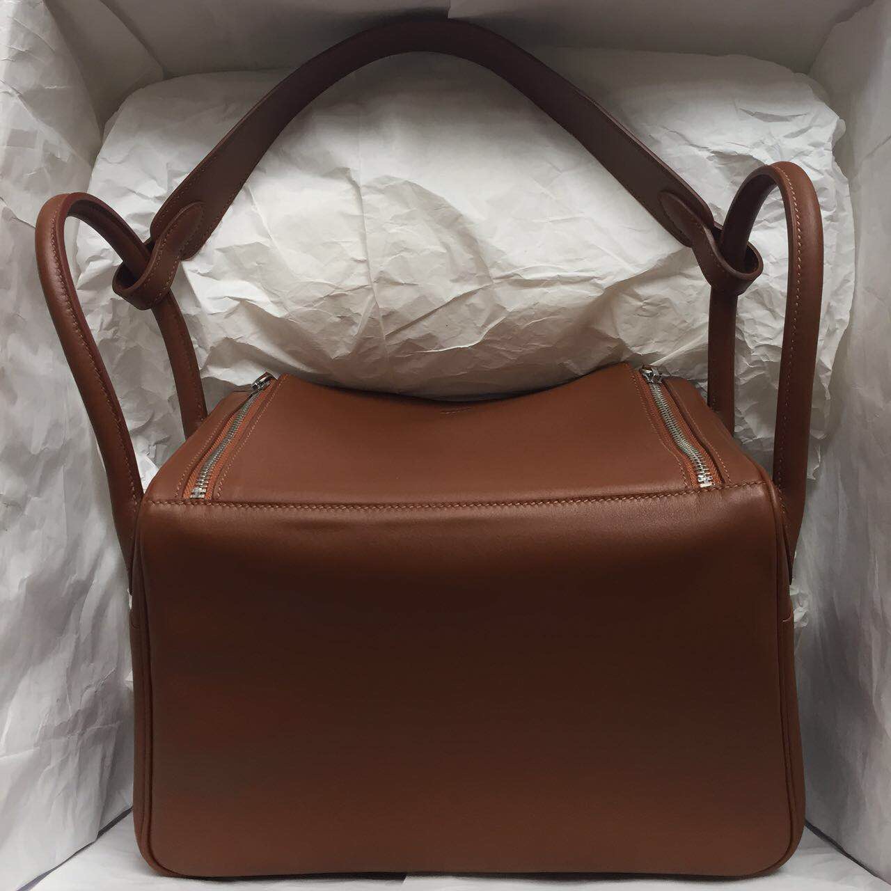 Hand Stitching Dark Coffee Swift Leather 30cm Hermes Lindy Bag Wholesale
