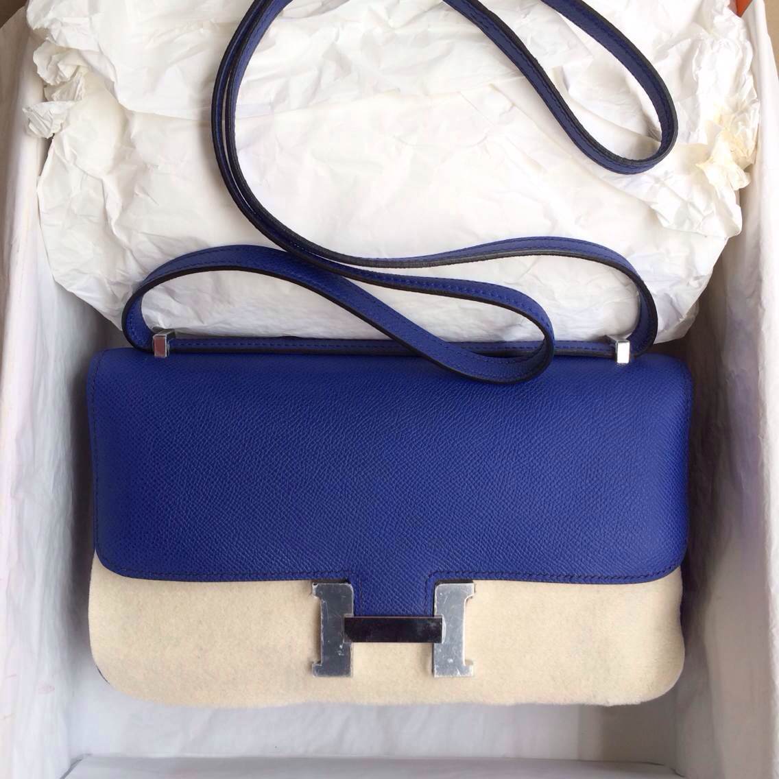 Fashion Hermes Constance Bag 7T Blue Electric Epsom Leather Gold/Silver Hardware