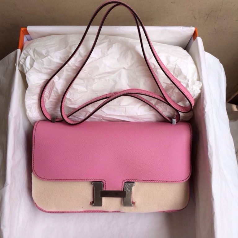 Hand Stitching 5P Pink Epsom Leather Hermes Constance elan  26cm Shoulder Bag
