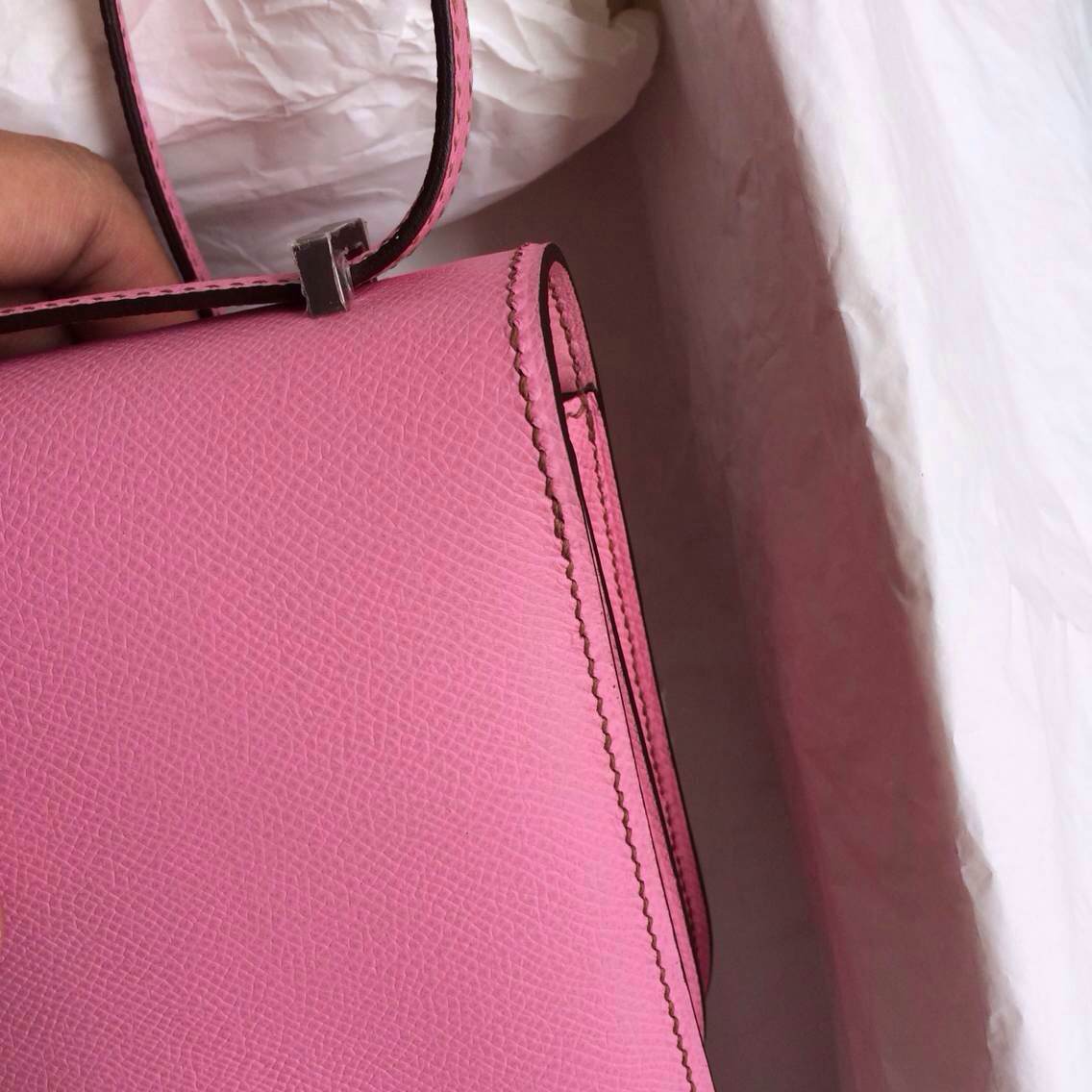 Hand Stitching 5P Pink Epsom Leather Hermes Constance elan 26cm Shoulder Bag