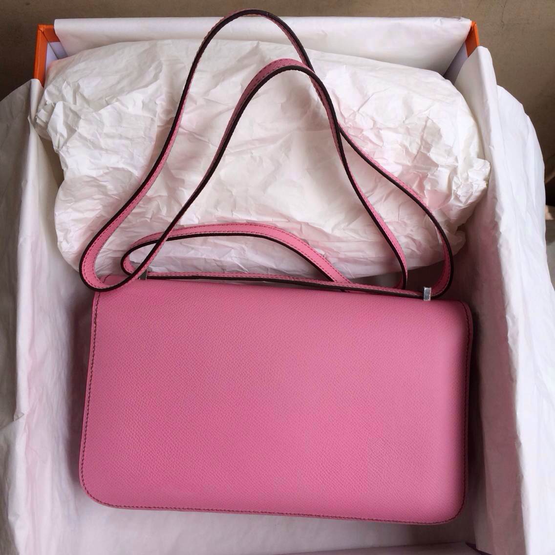 Hand Stitching 5P Pink Epsom Leather Hermes Constance elan 26cm Shoulder Bag