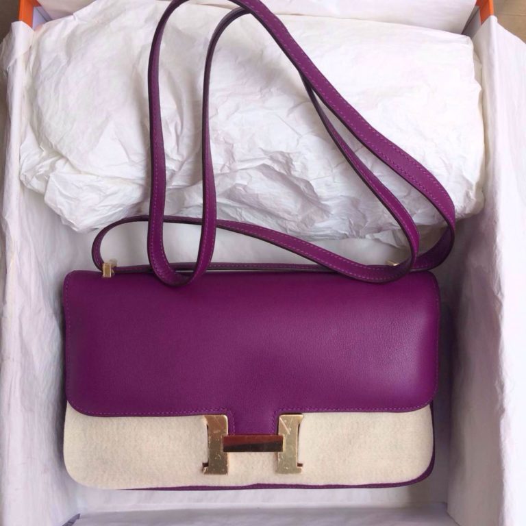 P9 Anemone Purple Constance Bag  26cm France Swift Leather Gold Hardware