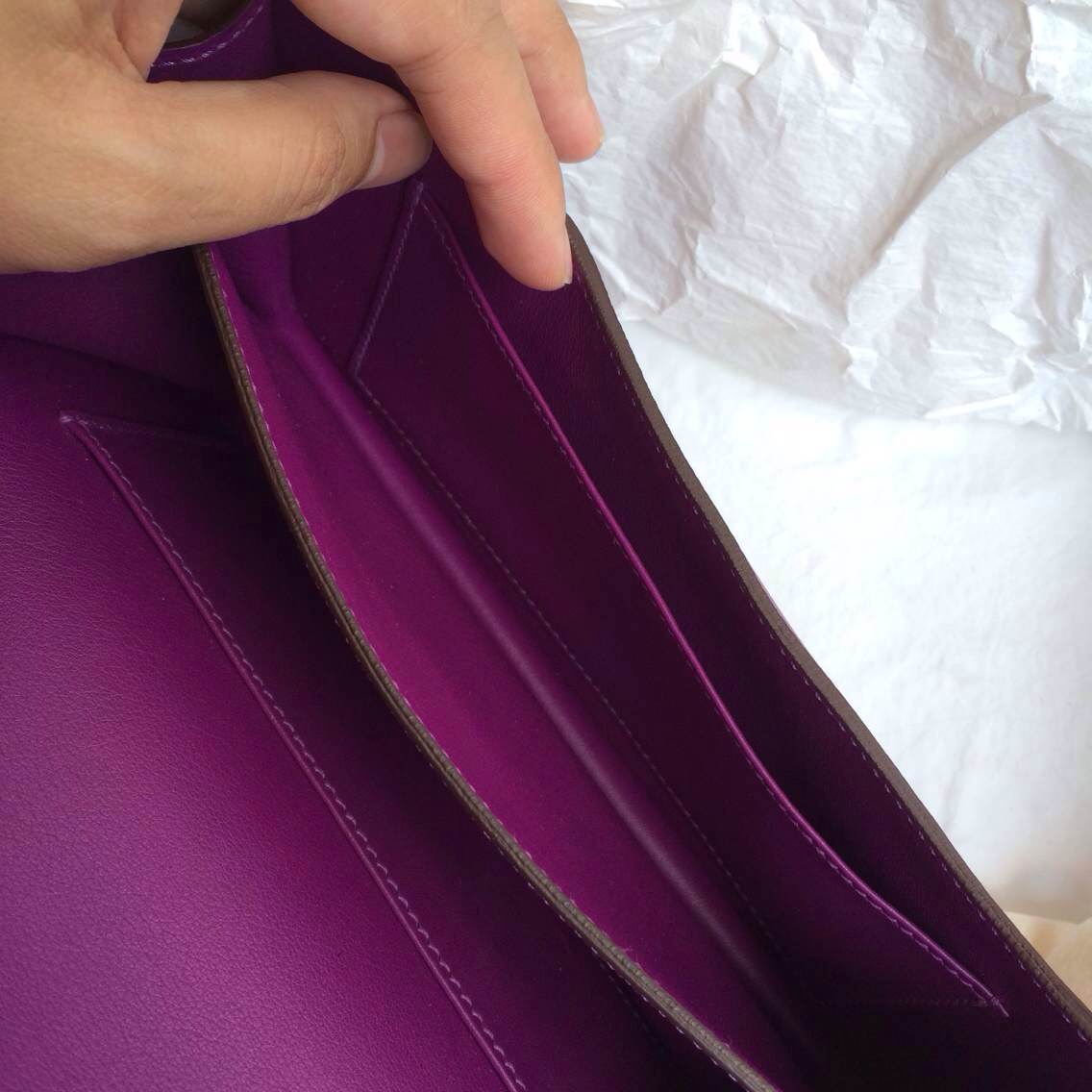 P9 Anemone Purple Constance Bag 26cm France Swift Leather Gold Hardware