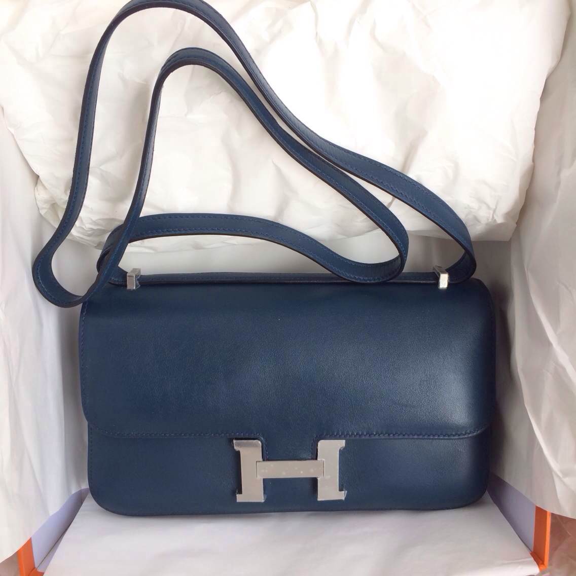 Hermes Constance elan Bag26cm 7K Blue Saphir Swift Leather Womens&#8217; Shouldr Bag