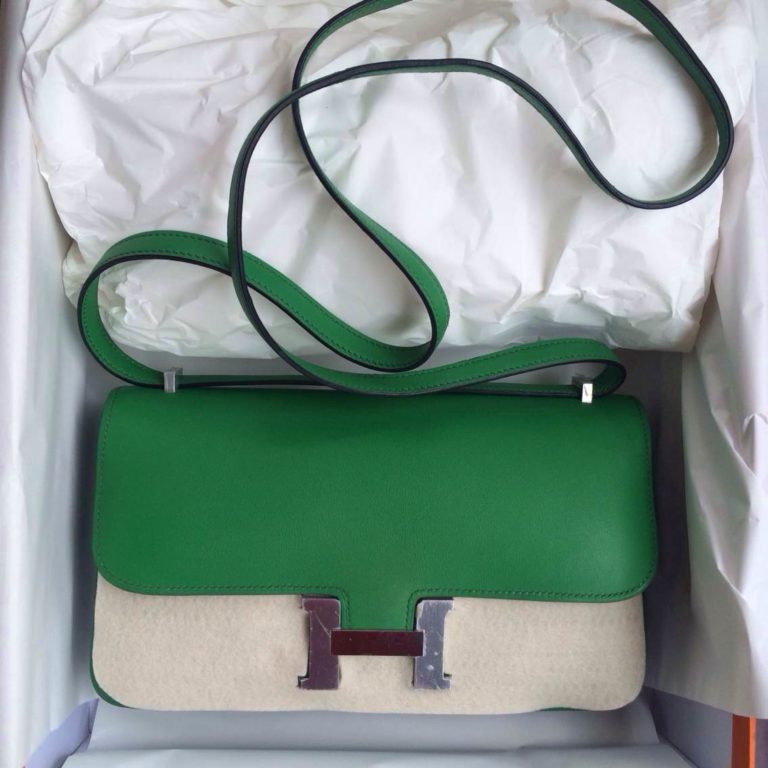 Hermes Constance Bag 1K Bamboo Green Swift Leather Silver/Gold Hardware