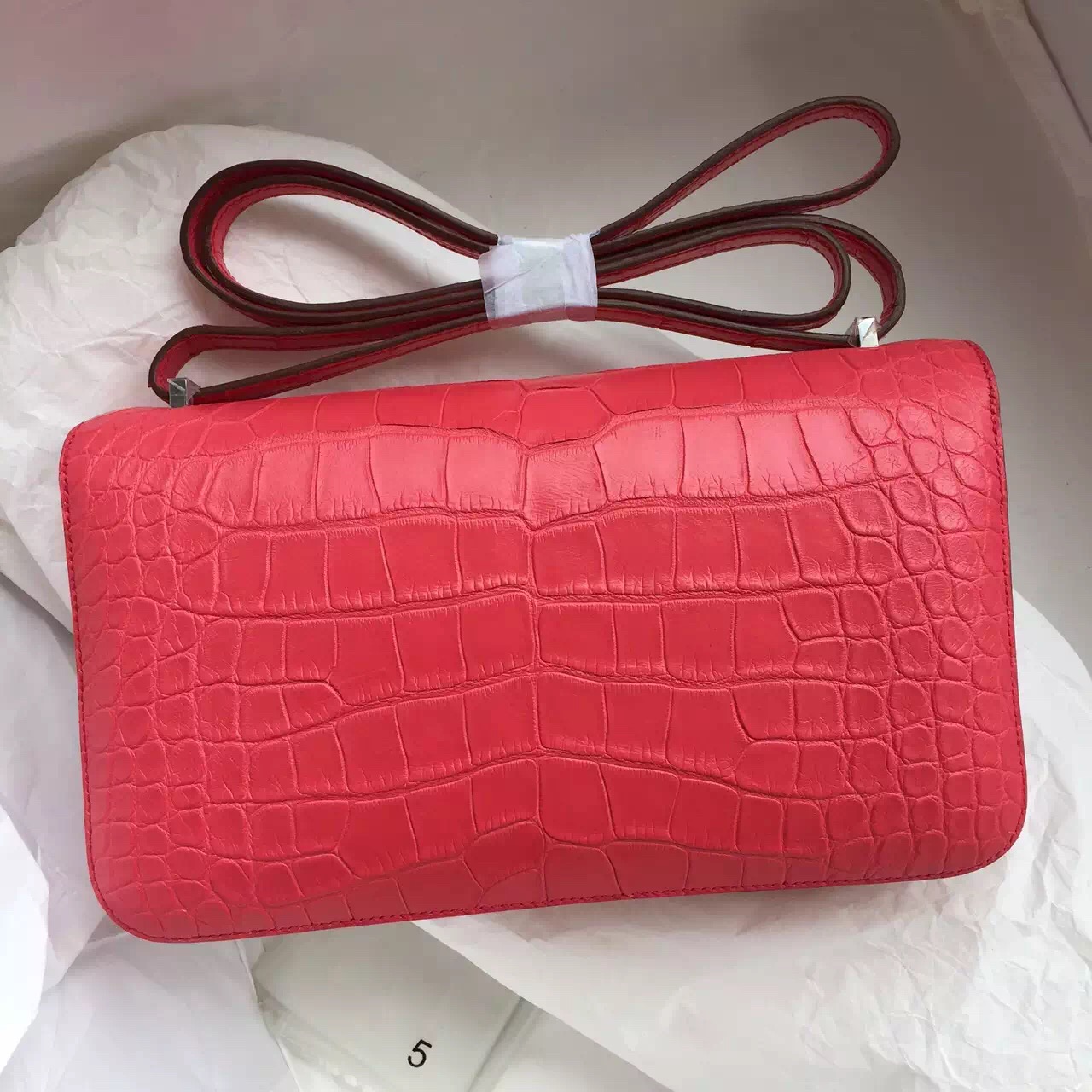 T5 Rose Jaipure Crocodile Skin Hermes Constance Elan 26CM Luxury Women&#8217;s Bag
