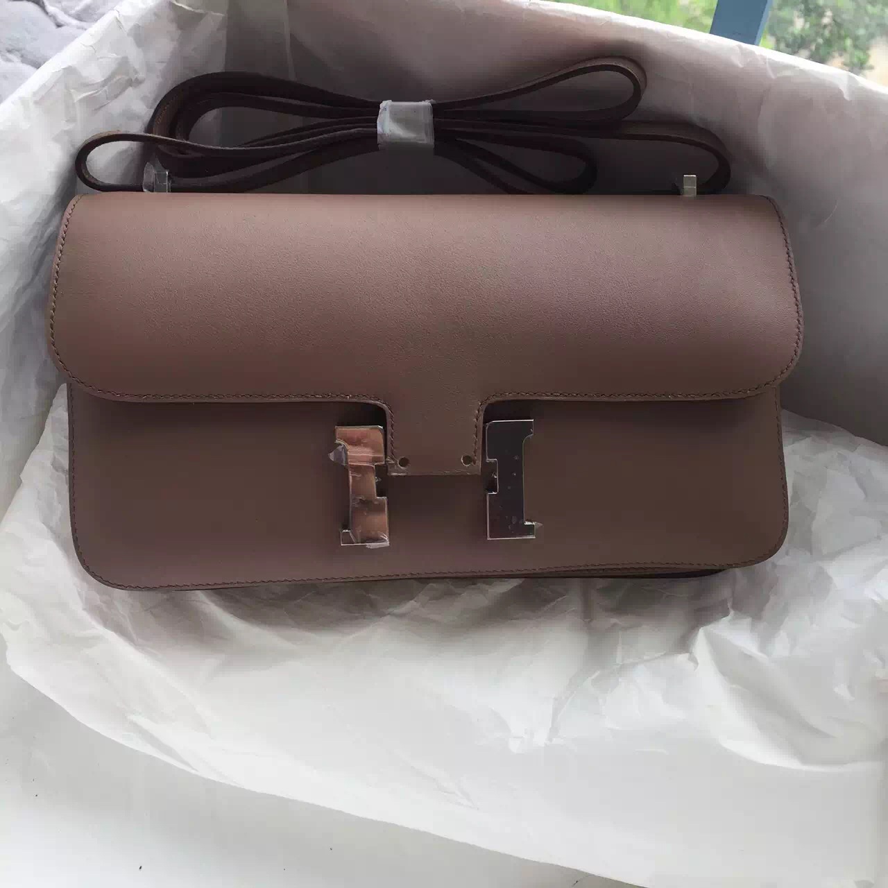 Wholesale Hermes Constance Elan 26CM Brown Swift Leather Women&#8217;s Shoulder Bag