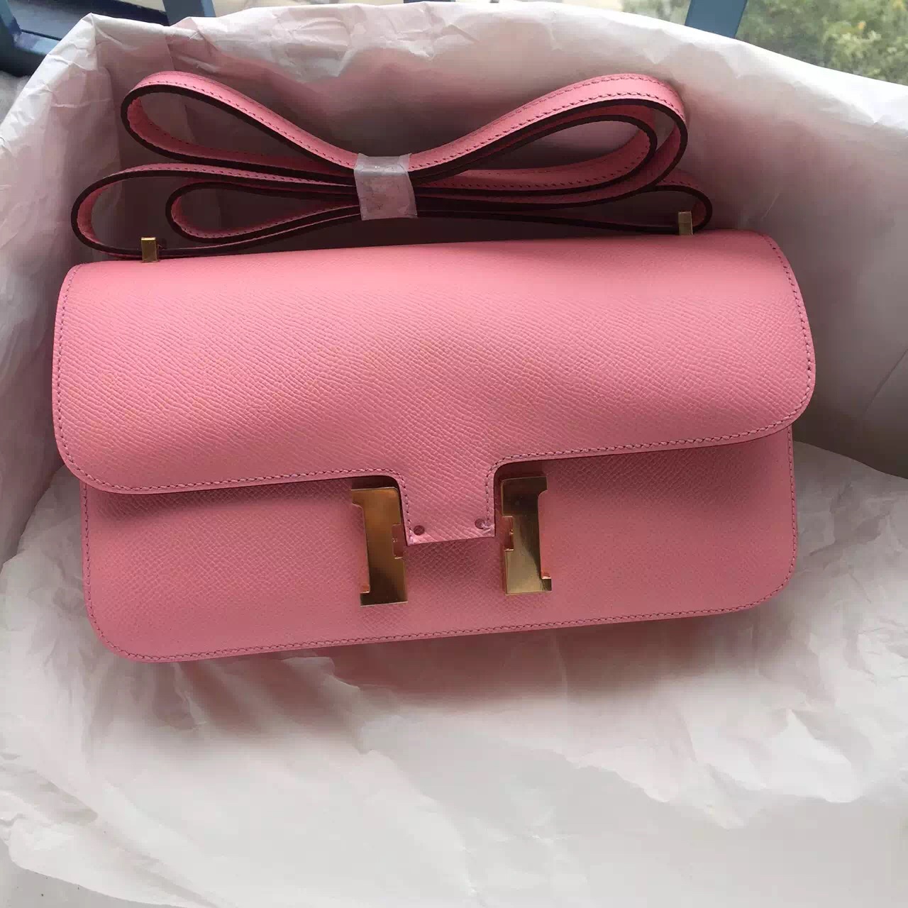 2015 Fashion New Hermes Constance Elan in 1Q Rose Confetti Epsom Leather Ladies&#8217; Bag