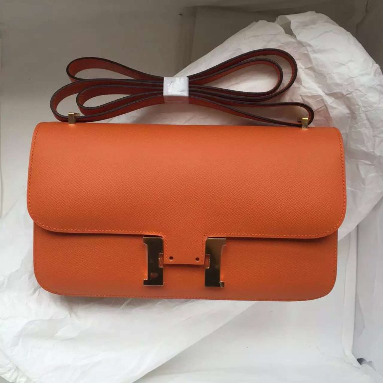 Hermes Epsom Leather Constance Bag in 93 Orange Color Womens Cross-body Bag