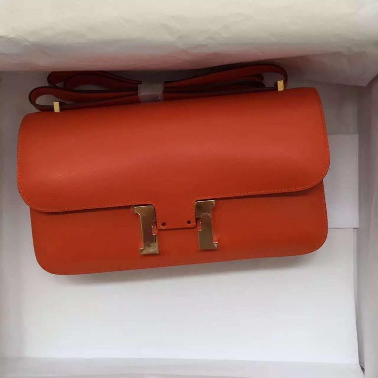 Hermes Orange Swift Leather Constance Bag Ladies Cross-body Bag  26CM