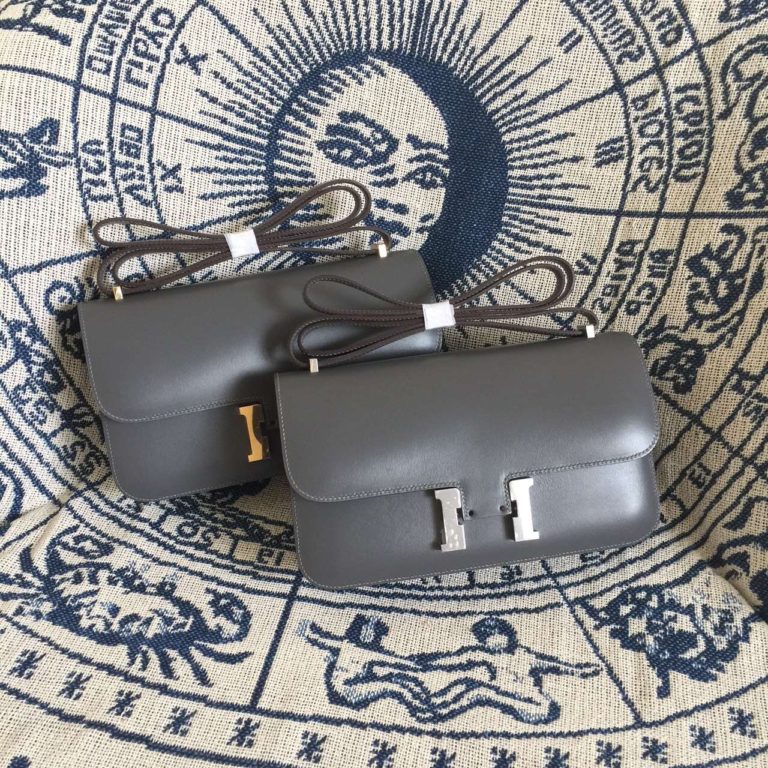 Hermes Constance elan 26cm 8F Etain Grey Box Calfskin Leather Shoulder Bag