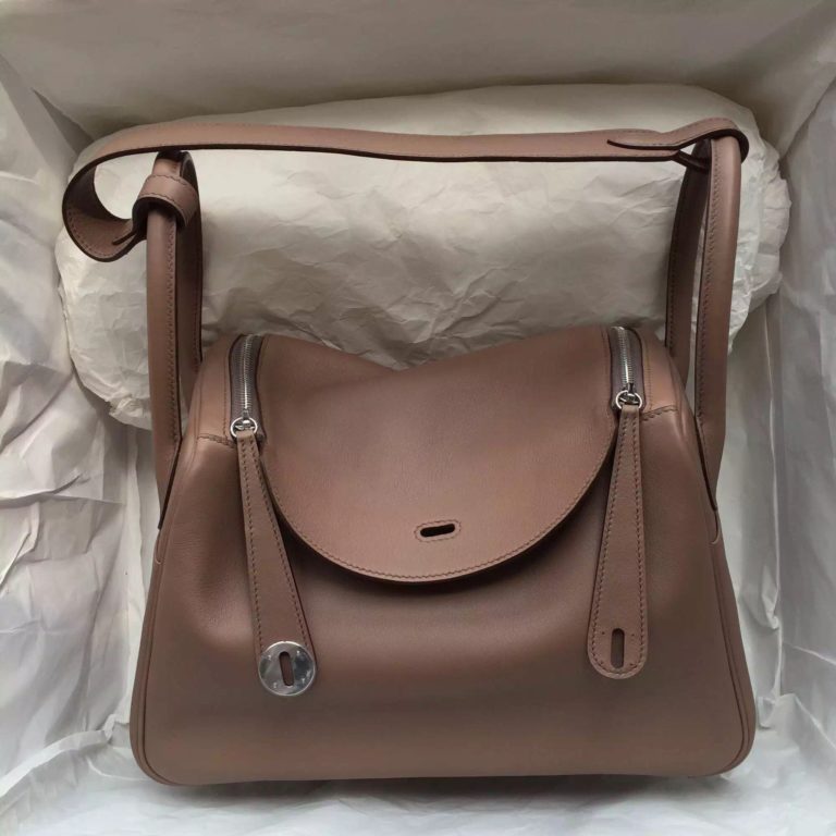 30CM Hermes Lindy Bag Brown Coffee Swift Leather with Silver Hardware Womens Shoulder Bag
