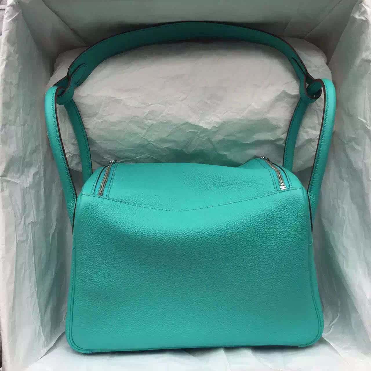 2015 New Color Lake Green Togo Leather Hermes Lindy 30CM Ladies&#8217; Tote Bag