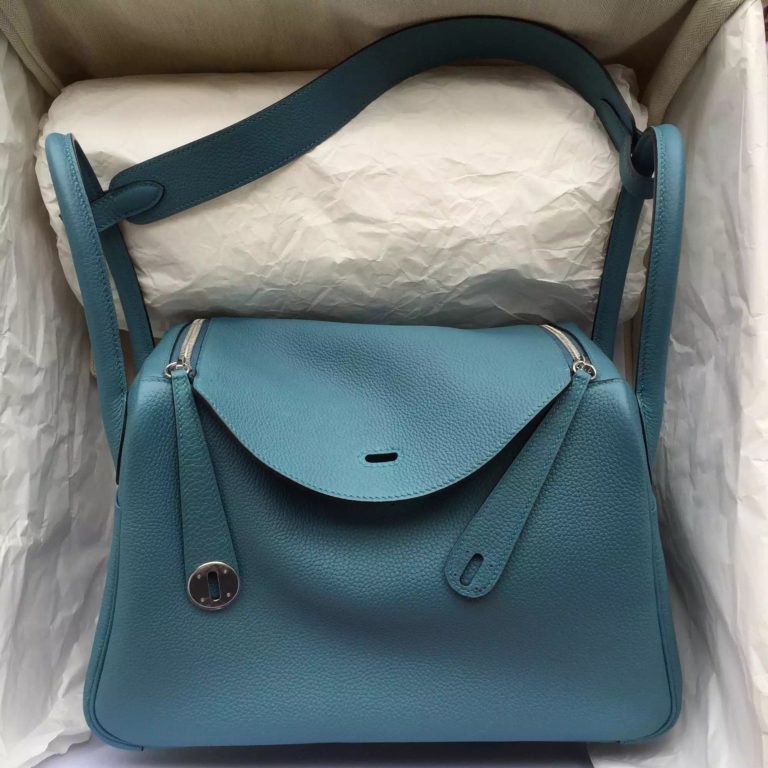 73 Blue Jean Top Togo Leather Hermes Lindy Bag  30CM Ladies Handbag