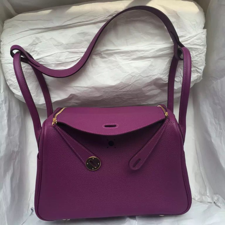 Hermes Lindy Bag  26CM P9 Anemone Purple Togo Calfskin Leather Handbag