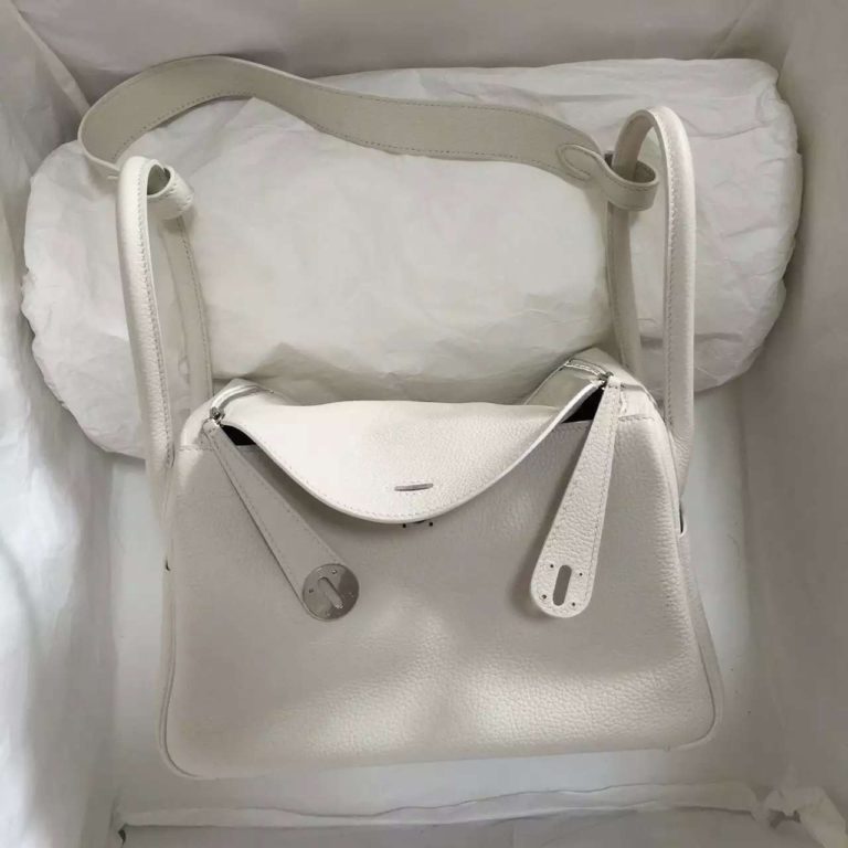 Hermes Wool White Togo Leather  26CM Lindy Bag Womens Shoulder Bag
