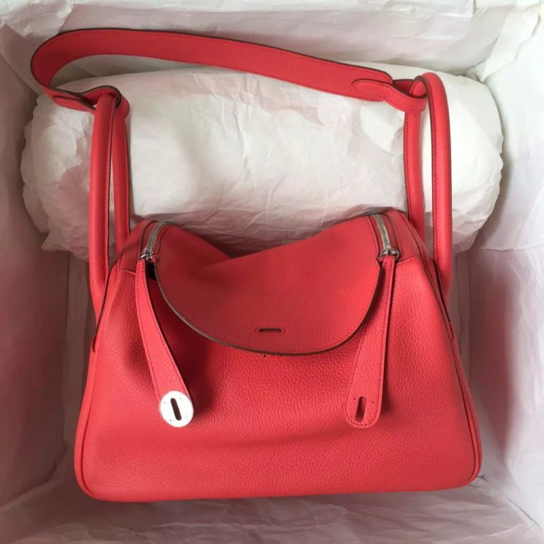 Hermes T5 Rose Jaipure Togo Leather Lindy  30CM Ladies Shoulder Bag