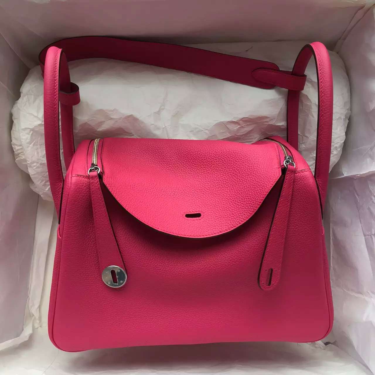 Cheap 30CM Hermes Lindy Bag in 2P Pink Peony Togo Leather Women&#8217;s Shoulder Bag