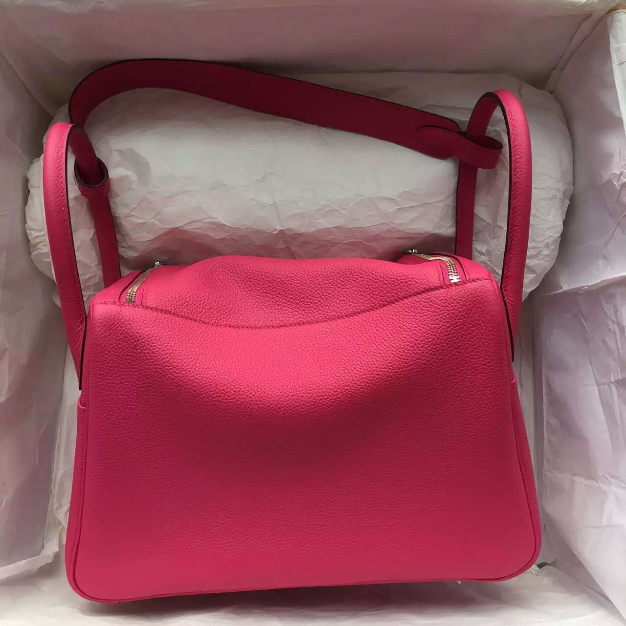 Cheap 30CM Hermes Lindy Bag in 2P Pink Peony Togo Leather Women&#8217;s Shoulder Bag