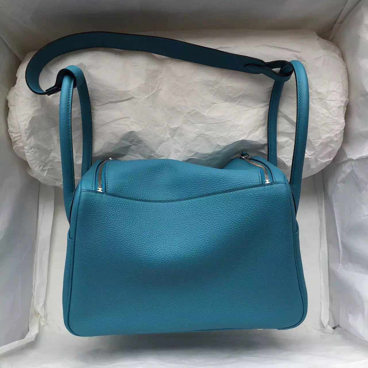 Cheap Hermes 7B Turquoise Blue Togo Leather Lindy Bag 26CM Women&#8217;s Tote Bag