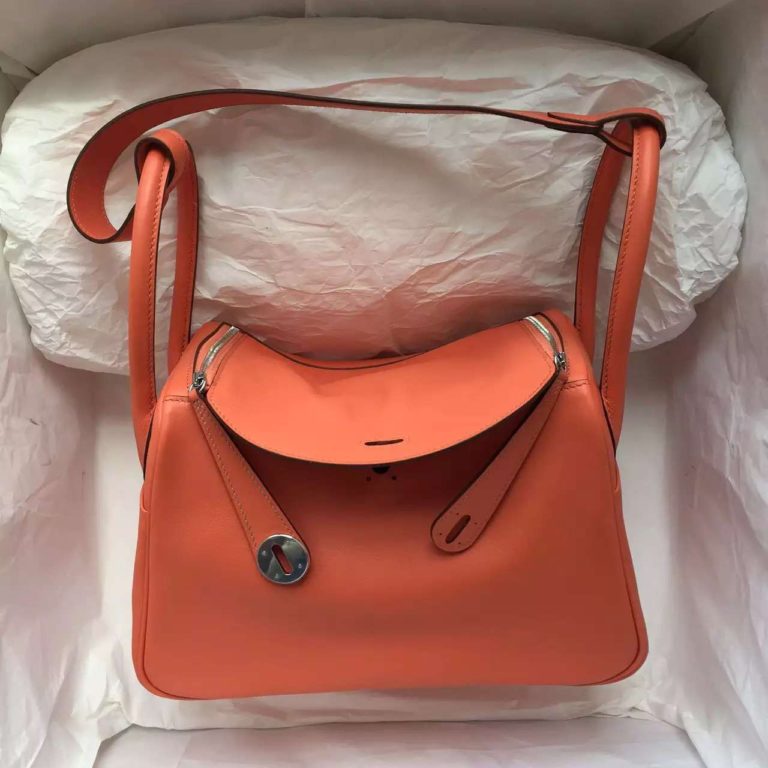 Hermes L5 Crevette Pink Swift Leather Lindy Bag  26CM Womens Shoulder Bag
