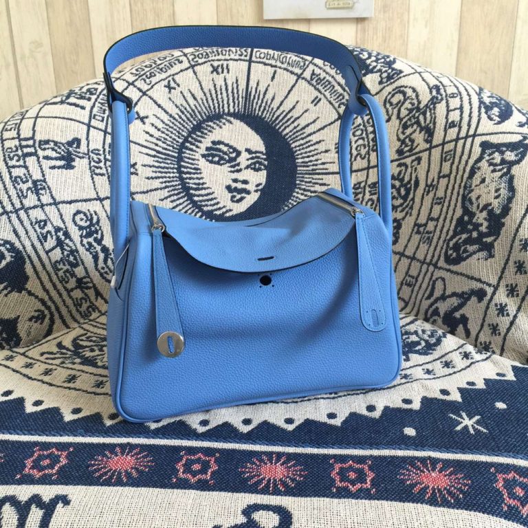 Hermes 2T Blue Paradise Togo Leather Lindy Bag  30CM Womens Shoulder Bag