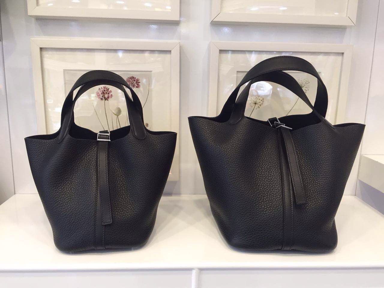 High Quality Hermes Togo Leather &#038; Swift Leather Picotin Lock Handbag in Black