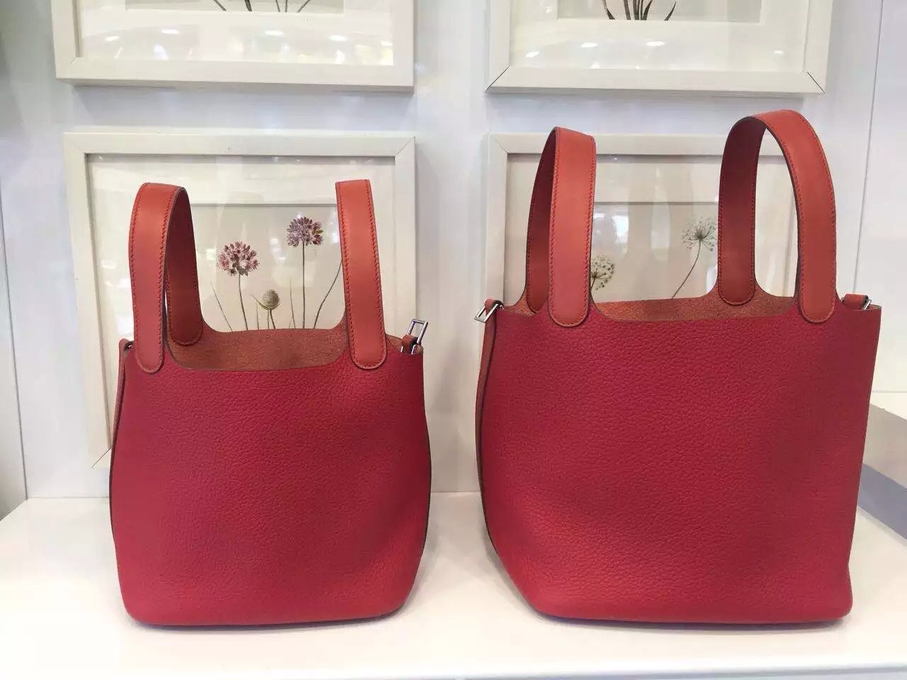 Discount Hermes Togo Leather&#038; Swift Leather Q5 Chinese Red Picotin Lock Tote Bag Two Size