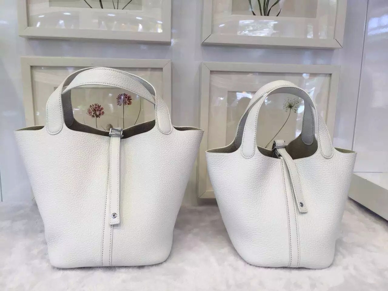 Luxury Hermes White Original Togo Leather Picotin Lock Women&#8217;s Tote Bag 18 &#038; 22CM