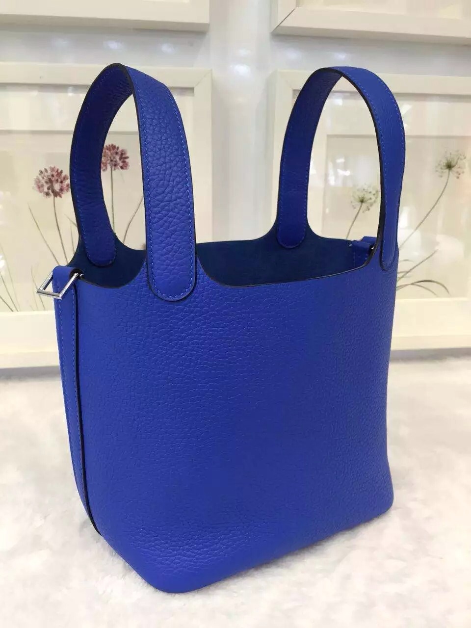 On Sale Hermes France Togo Leather Picotin Lock Bag in T7 Blue Hydra Two Size