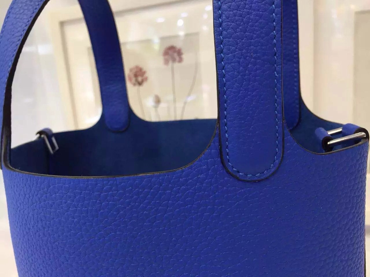 On Sale Hermes France Togo Leather Picotin Lock Bag in T7 Blue Hydra Two Size