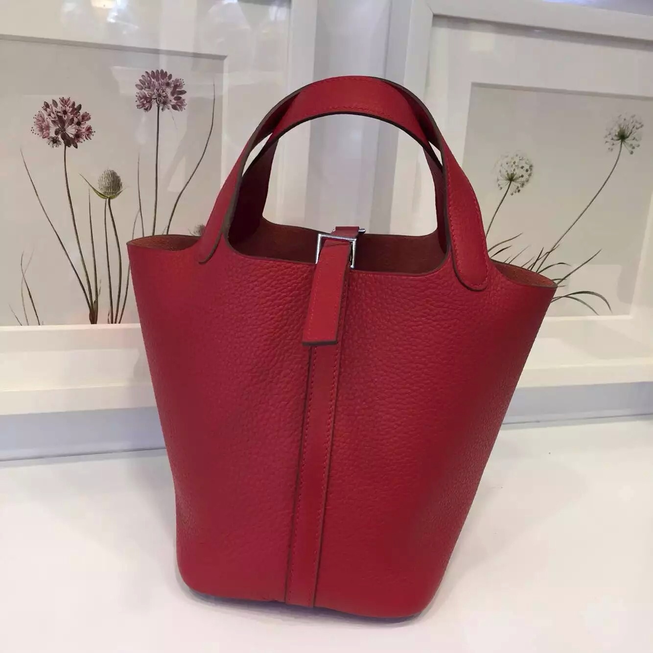 Hot Sale Hermes France Togo Leather Picotin Lock Ladies&#8217; Tote Bag in Q5 Red