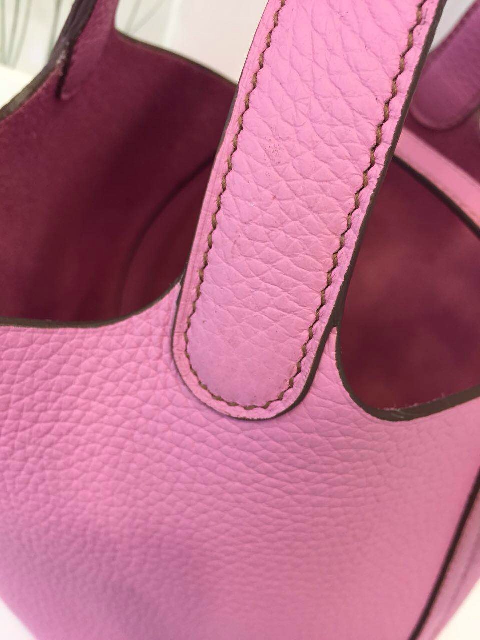 Hot Sale Hermes 5P Pink Sakura Original Togo Leather Picotin Lock Bag 18 &#038; 22CM