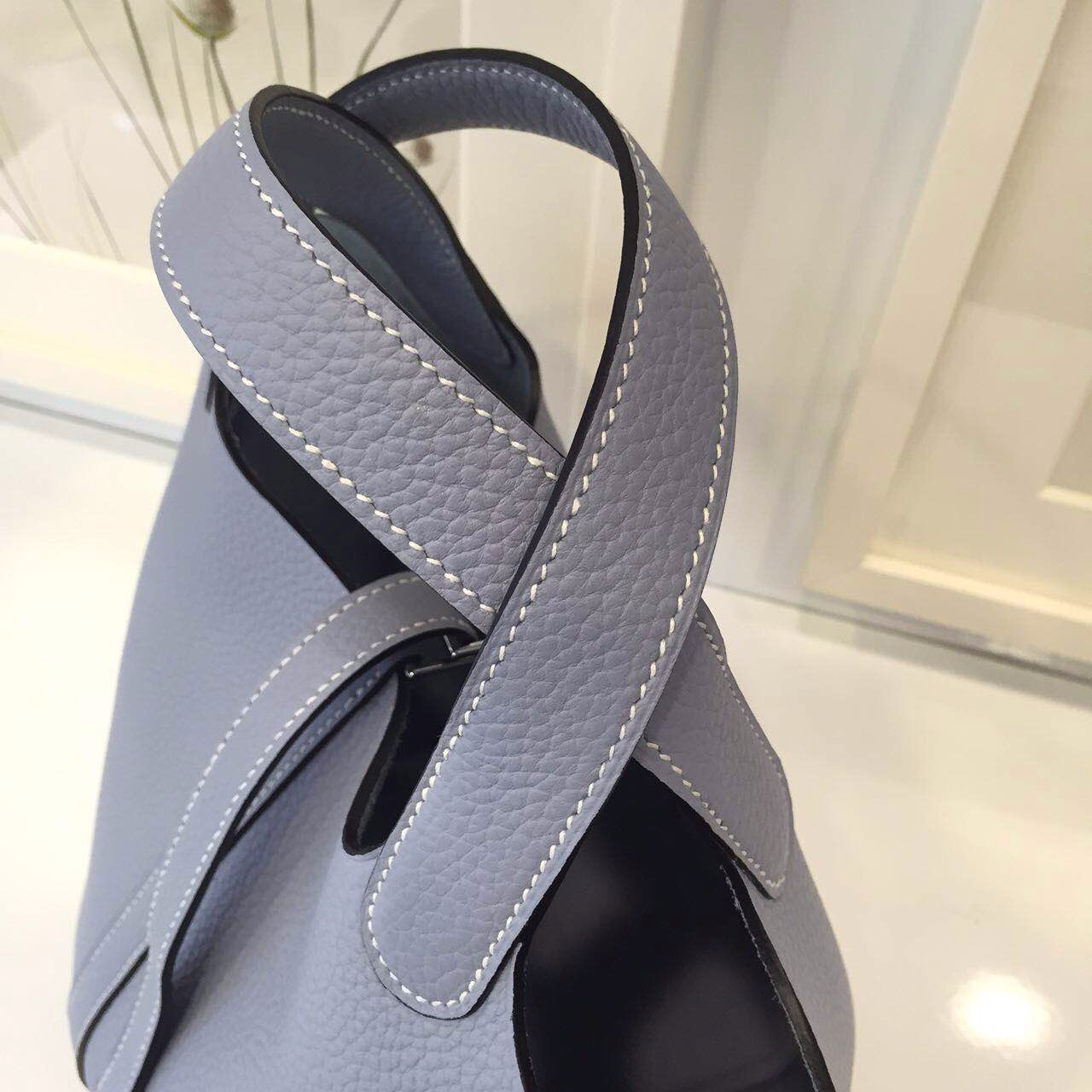 Sale Hermes Picotin Lock Bag J7 Blue Lin Original Togo Leather Ladies&#8217; Shopping Bag