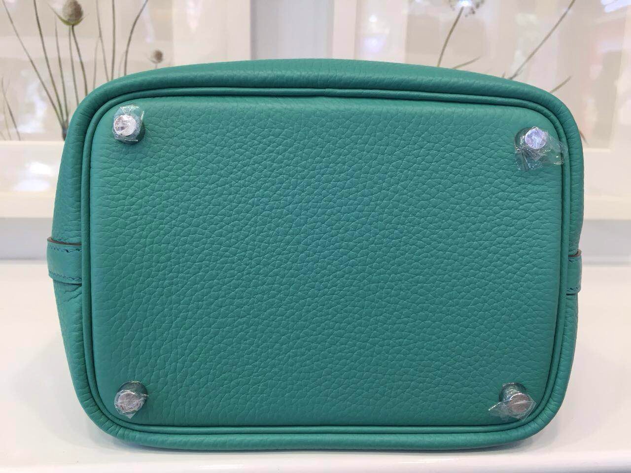 Hand Stitching Hermes Picotin Lock Bag 7V Lake Green Togo Leather Women&#8217;s Tote Handbag