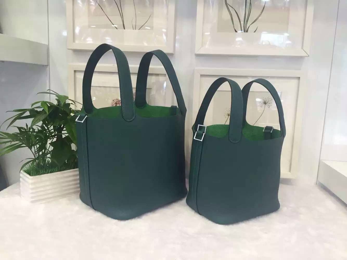 Wholesale Hermes Z6 Malachite Green France Togo Leather Picotin Lock Bag 18 &#038; 22CM