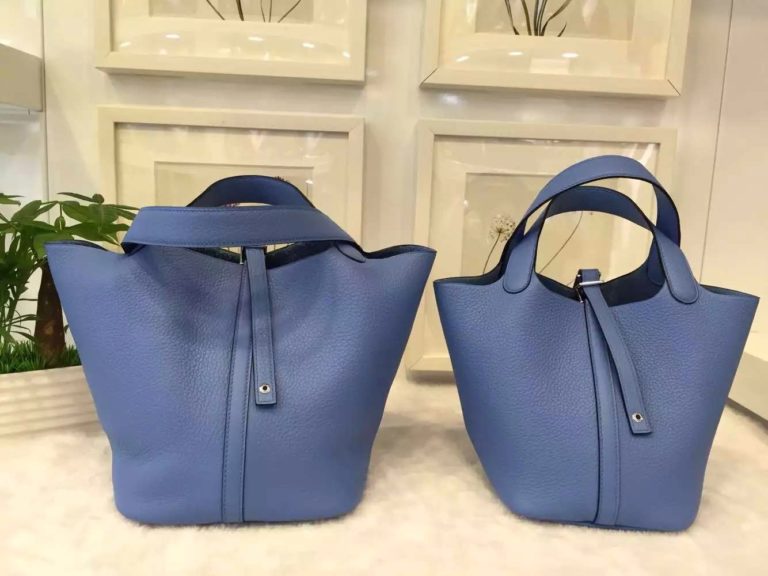 Hand Stitching Hermes Picotin Lock France Tpgo Leather 2T Blue Paradise Ladies Tote Bag