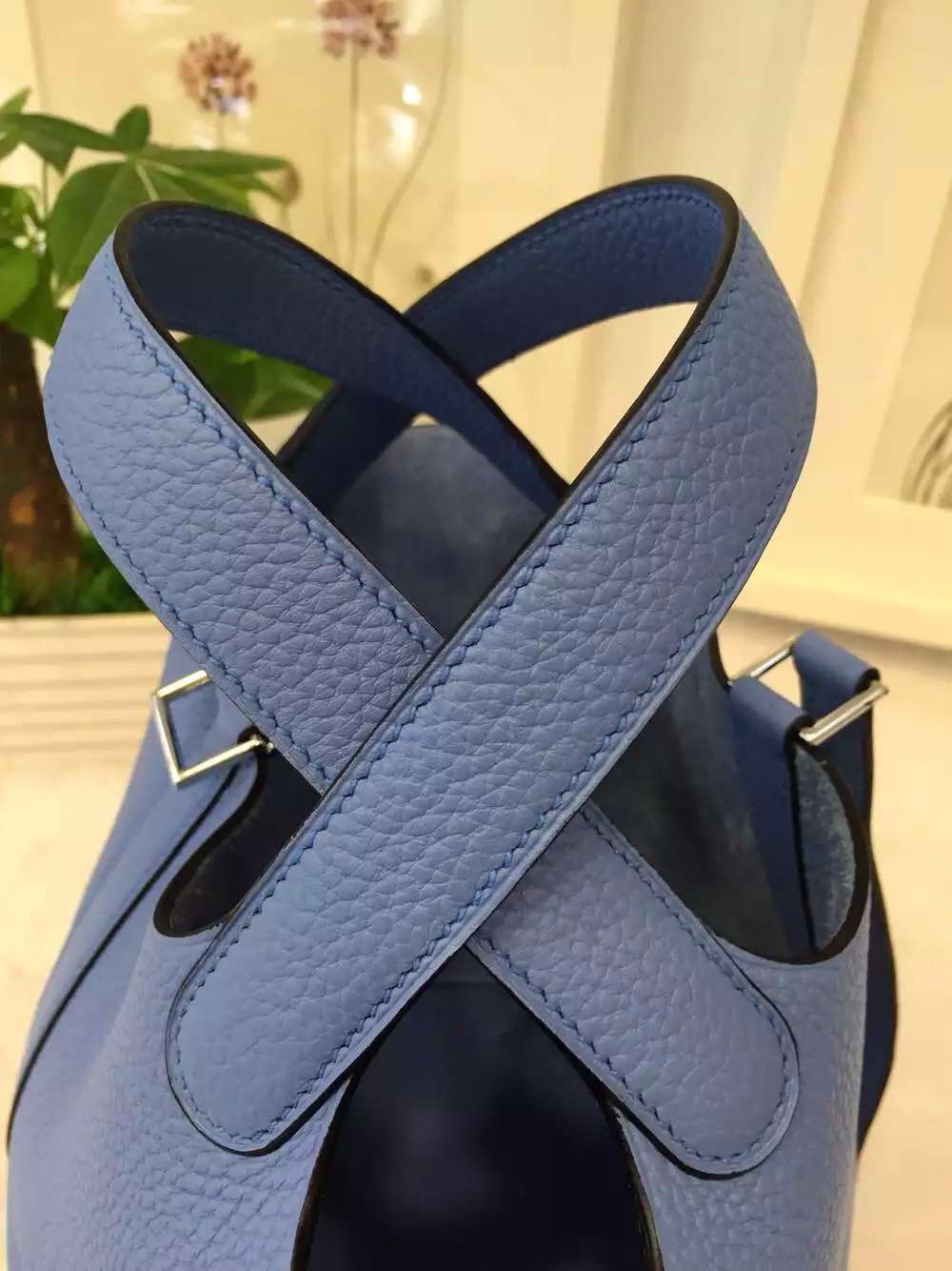 Hand Stitching Hermes Picotin Lock France Tpgo Leather 2T Blue Paradise Ladies&#8217; Tote Bag