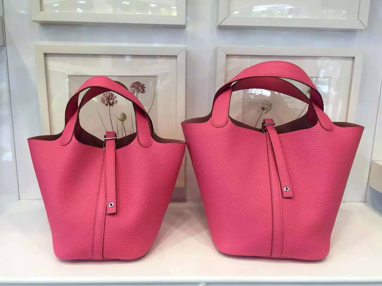 New Fashion Hermes U5 Rose Lipstick Original Togo Leather Picotin Lock Women&#8217;s Shopping Bag